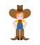 Little Cowboy isolated. boy in hat and boots. Vector illustration