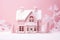 little cozy pink house model snowy christmas design