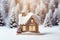 little cozy wooden house model snowy christmas design