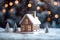 little cozy wooden house model snowy christmas design