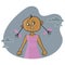 Little crazy girl is very angry  clenched fists. Child\'s emotions.