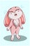 A little crying baby pink rabbit illustration