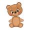 Little cub bear. Teddy. Isolated object on a white background. Cheerful kind animal child. Cartoons flat style. Funny