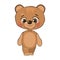 Little cub bear. Teddy. Isolated object on a white background. Cheerful kind animal child. Cartoons flat style. Funny