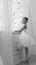 Little cute ballerina. Ballet. Black and white