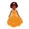 Little cute beautiful african american princess in cartoon style