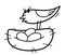Little cute bird nesting funny cartoon flat vector illustration isolated on white, family .