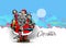Little cute boy and girls hugging Santa Claus - Christmas Scene