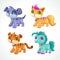 Little cute cartoon animals, vector icons set.