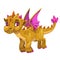 Little cute cartoon baby dragon. Young funny kind flying monster.