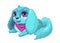 Little cute cartoon blue fluffy puppy