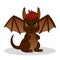 Little cute cartoon brown dragon with horns, wings and tail. Funny fantasy character, young mythical reptile monster. Vector