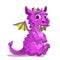 Little cute cartoon purple baby dragon. Vector illustration.