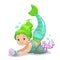 Little cute cartoon young mermaid princess