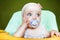 Little cute child with baby\'s dummy