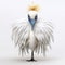 Little Cute Crane Bird With Fashion Feather - Surrealistic Cartoon Style