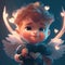 Little cute Cupid. Curly fair -haired boy, Amur