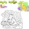 Little cute dinosaur, funny illustration coloring book