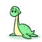 Little cute dinosaur plesiosaur cartoon illustration