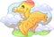 Little cute dinosaur pterodactyl, funny illustration