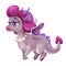 Little cute dragon girl. Fantasy female animal. Funny cartoon flying monster.