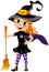 Little Cute Girl with Halloween Witch Costume