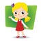 Little cute girl hand indicates.Vector illustration.