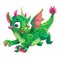 Little cute green flying young dragon