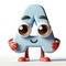 little cute happy letter A 3d character with bulging eyes on solid a white background. ai generative