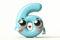 little cute happy number 6 3d character with bulging eyes on solid a white background. ai generative