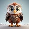 Little Cute Hawk: 3d Animation Of An Innocent Cartoonish Owl Character