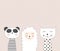 Little cute llama, panda and cat for card and shirt design. Best Friend Concept. Vector Illustration