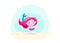 Little cute mermaid swimming under water. Character cool design. Sea ocean theme. Vector illustration