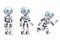 Little cute modern android run stand robot character artificial intelligence isolated on white background 3d realistic