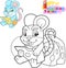 Little cute mouse, coloring book, funny illustration