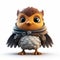Little Cute Owl 3d Model: Frostpunk Style Cartoonish Character Design