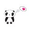 Little cute panda with pink watercolor heart. Greeting card for Valentine`s Day, Mother`s Day, Father`s Day, birthday, wedding.