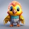 Little Cute Parrot: High-quality Fashion Feather 3d Rendering