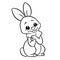 Little cute rabbit looks joy coloring page cartoon illustration