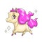 Little cute running horse with pink hair.