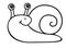 Little cute smiling snail - vector linear picture for coloring for children.