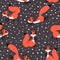 Little cute squirrels under snowfall. Seamless winter pattern for gift wrapping, wallpaper, childrens room or clothing.