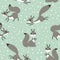 Little cute squirrels under snowfall. Seamless winter pattern for gift wrapping, wallpaper, childrens room or clothing.