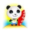 Little cute surfer panda, vector illustration