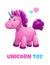 Little cute textile unicorn toy. Vector icon on white background