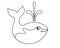 Little cute whale -vector linear picture for coloring. Outline. Marine mammal whale in children`s style