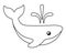 Little cute whale - vector linear picture for coloring. Outline. Whale - marine mammal for coloring book