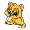 Little cute yellow kitten lies animal illustration cartoon character isolated