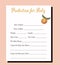 Little Cutie Citrus Baby shower prediction game template