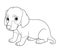 Little Dachshund Dog Cartoon Animal Illustration BW